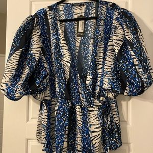 Animal Print Puff Sleeve Top